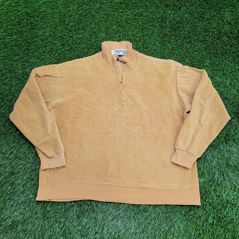 Vintage 80s MOD Velour 1/4 Zip Sweater Womens XL 23x23 Boxy